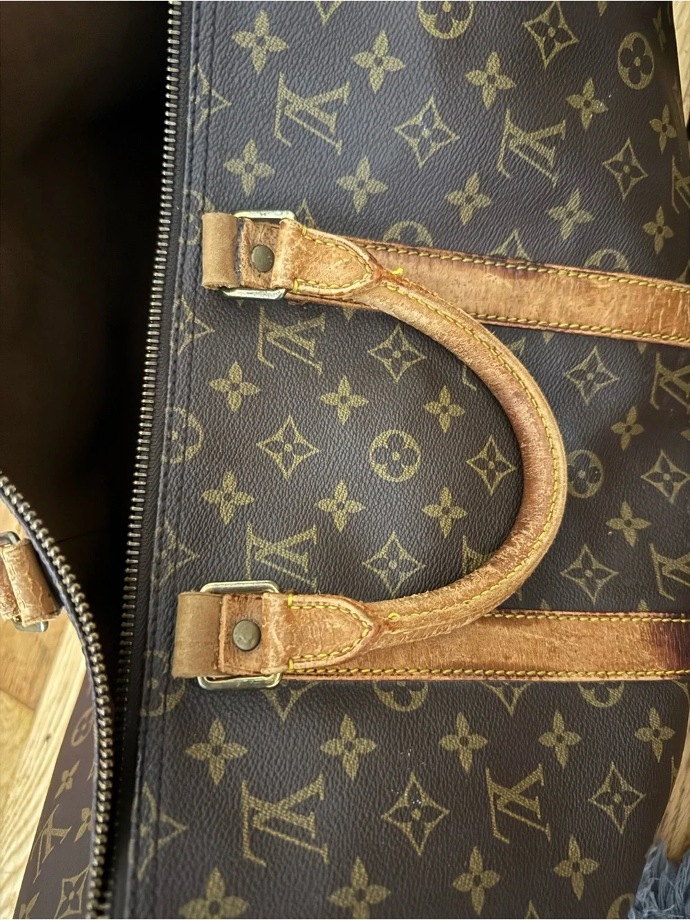 Louis Vuitton Monogram Canvas Duffel with Tan Leather Handles